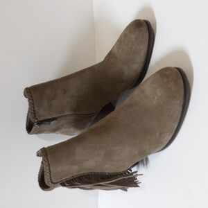 Franco Fortini ankle suede booties western festival rodeo casual women beige 9.5